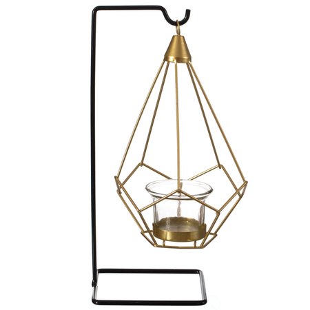 Fabulaxe Geometric Free Swinging Votive Candle Holder Decorative Modern Hanging Lantern Tabletop Centerpiece QI004338